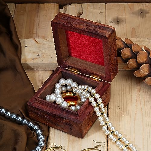 Velvet Jewelry Box - Elegant Hand-Carved Wooden Jewelry Box With