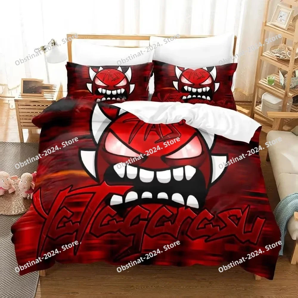 Linen Duvet Cover - 3D Print Cartoon Game Geometry Dash