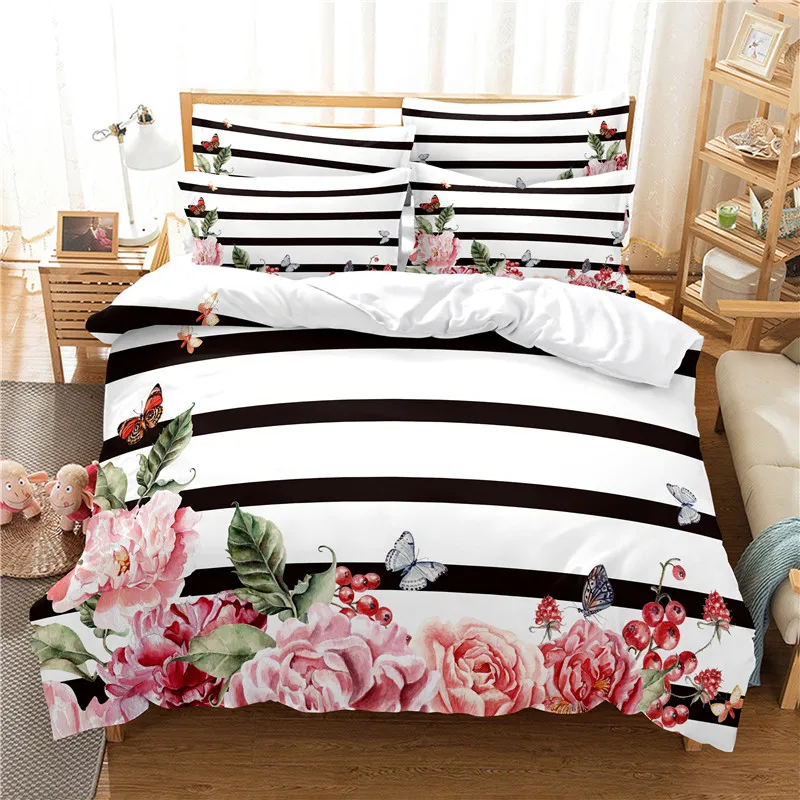 Flowers Bedding Set Duvet Cove - Linen Duvet Cover บทวิจารณ์และราคา
