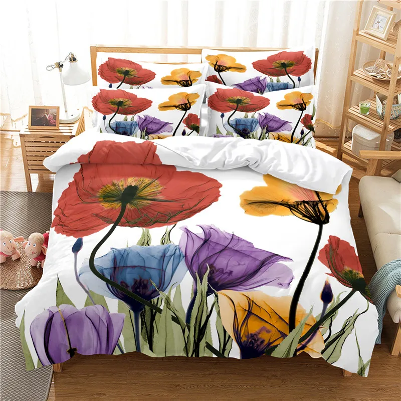 Flowers Bedding Set Duvet Cove - Linen Duvet Cover บทวิจารณ์และราคา