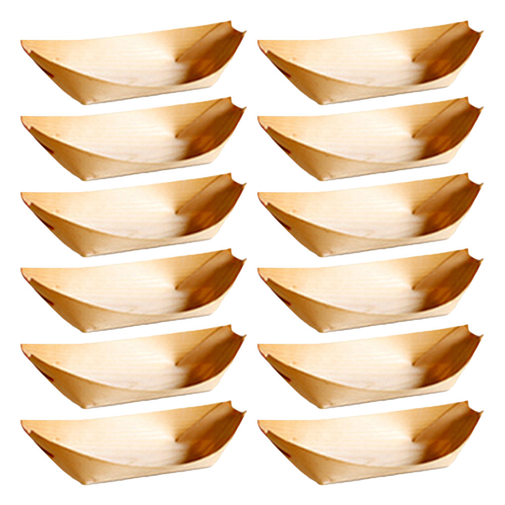 50Pcs Wooden Sushi Snack Tray  - Wooden Serving Tray บทวิจารณ์และราคา