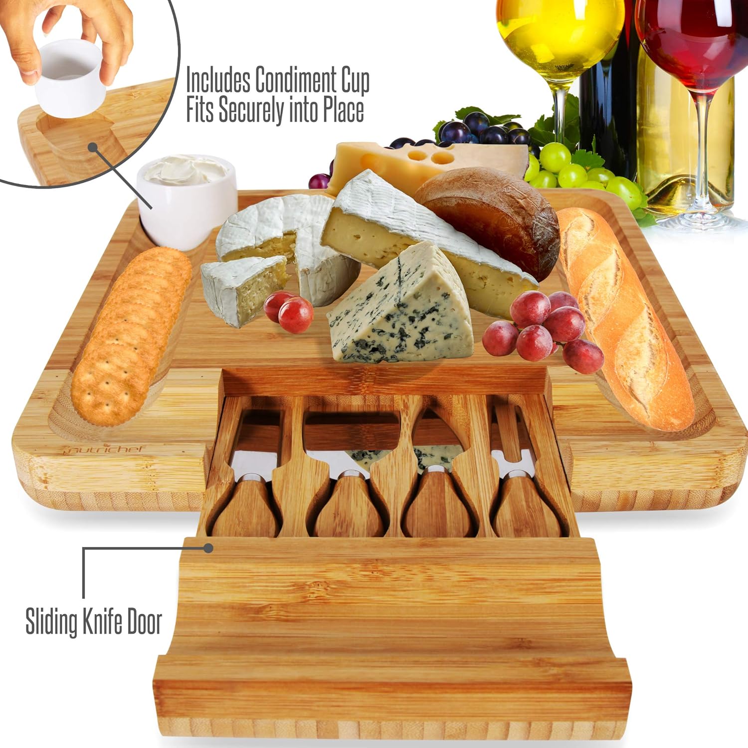 Bamboo Cheese Cutting Board Se - Wooden Serving Tray บทวิจารณ์และราคา