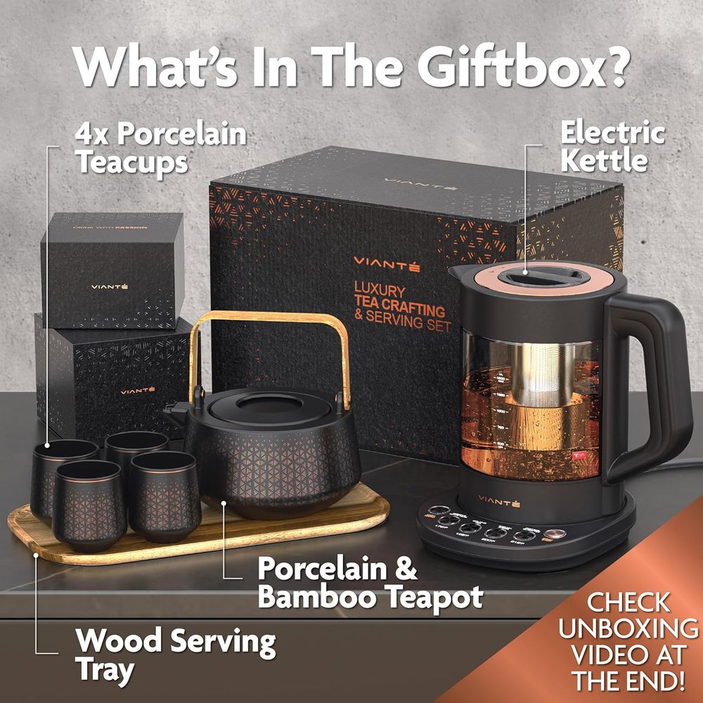 Luxury Tea Set. Electric Kettl - Wooden Serving Tray บทวิจารณ์และราคา