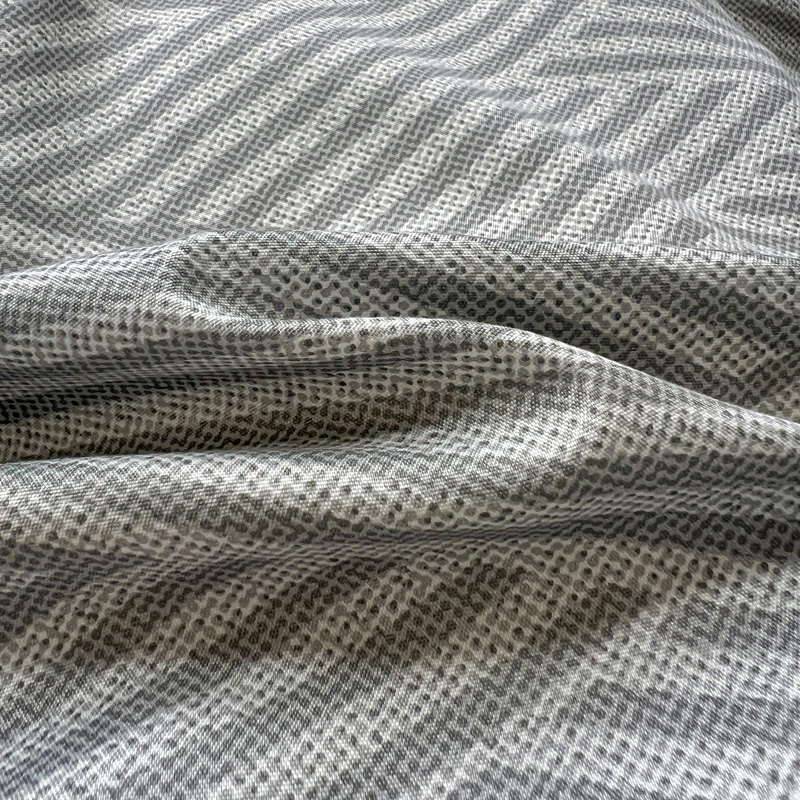 4PC Grey Geometric Bedding Set - Linen Duvet Cover บทวิจารณ์และราคา