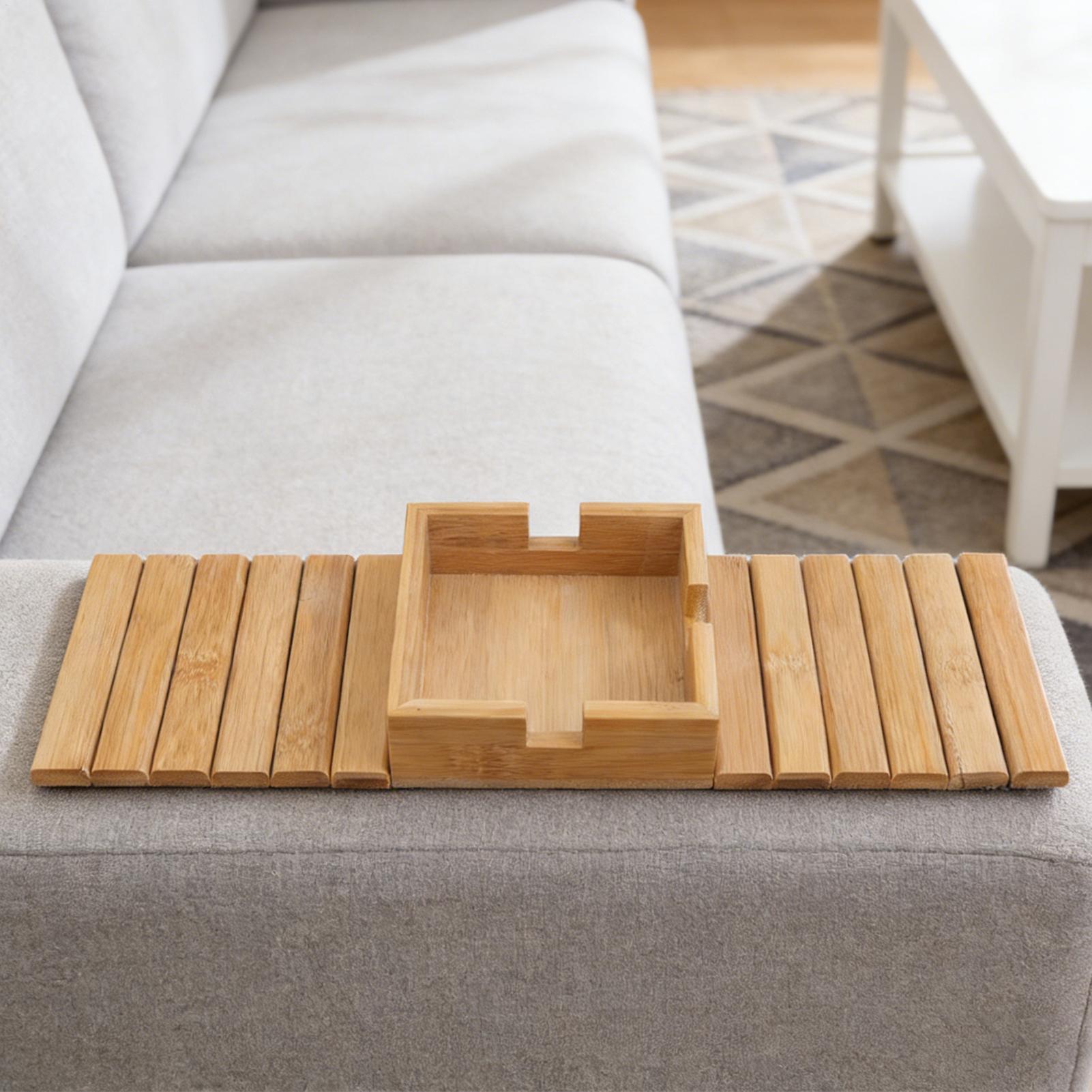 Couch Cup Holder Wood Sofa Arm - Wooden Serving Tray บทวิจารณ์และราคา