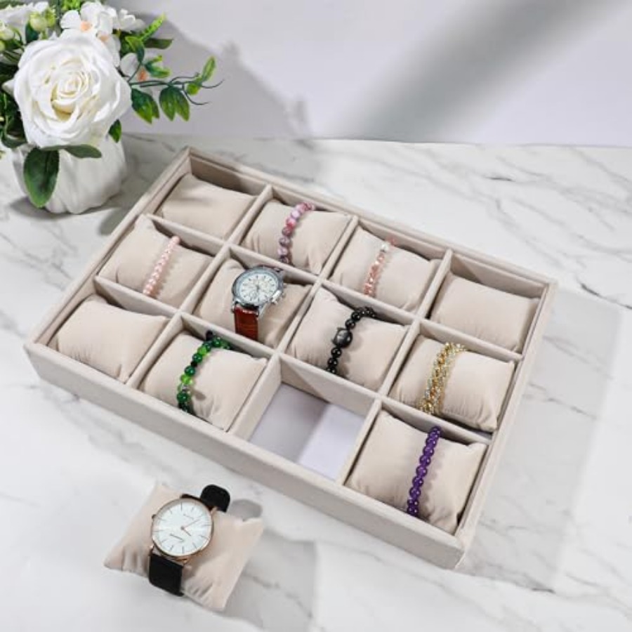 2 Pcs Beige Velvet Jewelry Org - Velvet Jewelry Box บทวิจารณ์และราคา