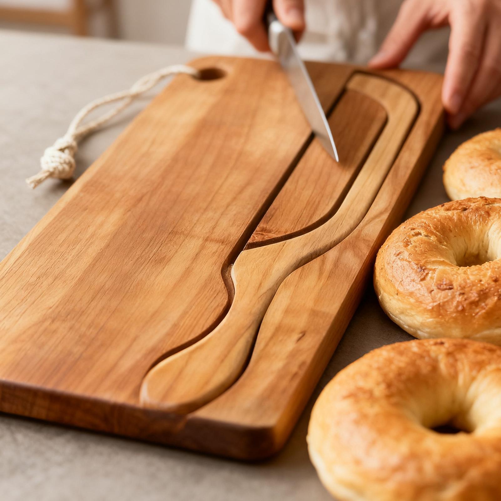 Bread Cutter for Sourdough Bow - Wooden Serving Tray บทวิจารณ์และราคา