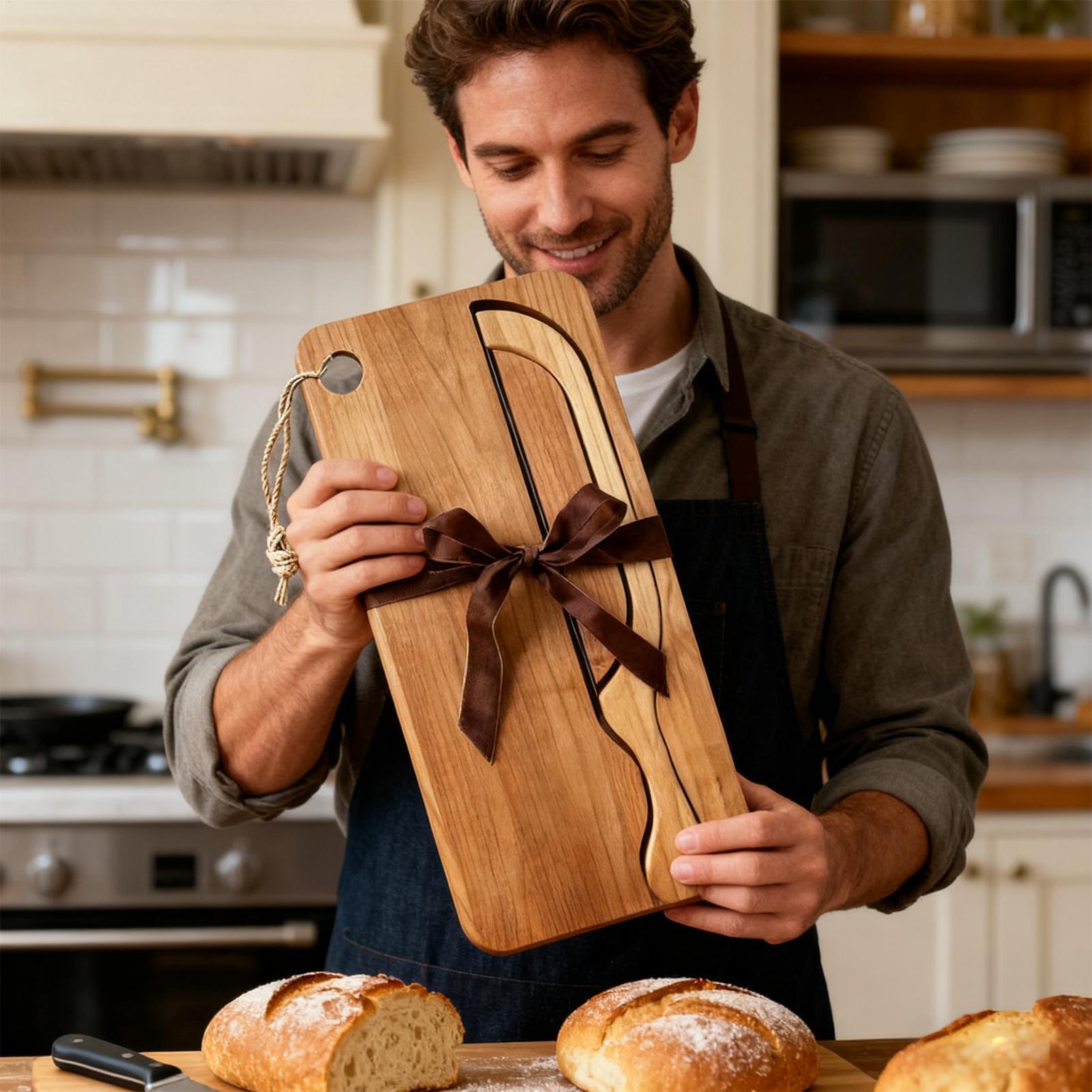 Bread Cutter for Sourdough Bow - Wooden Serving Tray บทวิจารณ์และราคา