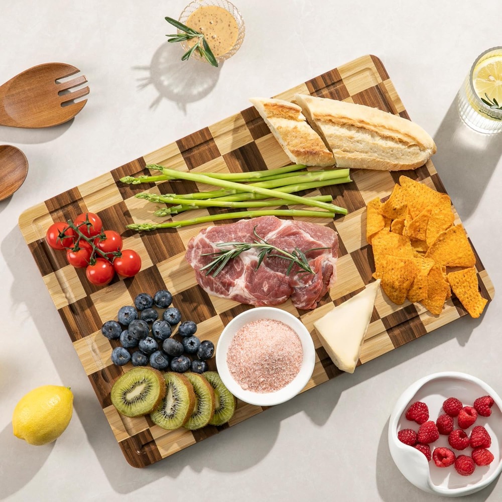 Bamboo Cutting Board for Kitch - Wooden Serving Tray บทวิจารณ์และราคา