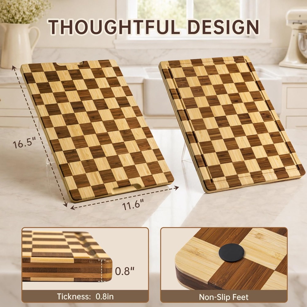 Bamboo Cutting Board for Kitch - Wooden Serving Tray บทวิจารณ์และราคา