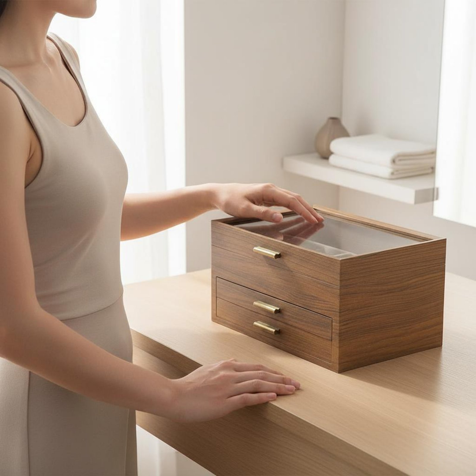 3-Tier Jewelry Organizer Gold  - Velvet Jewelry Box บทวิจารณ์และราคา