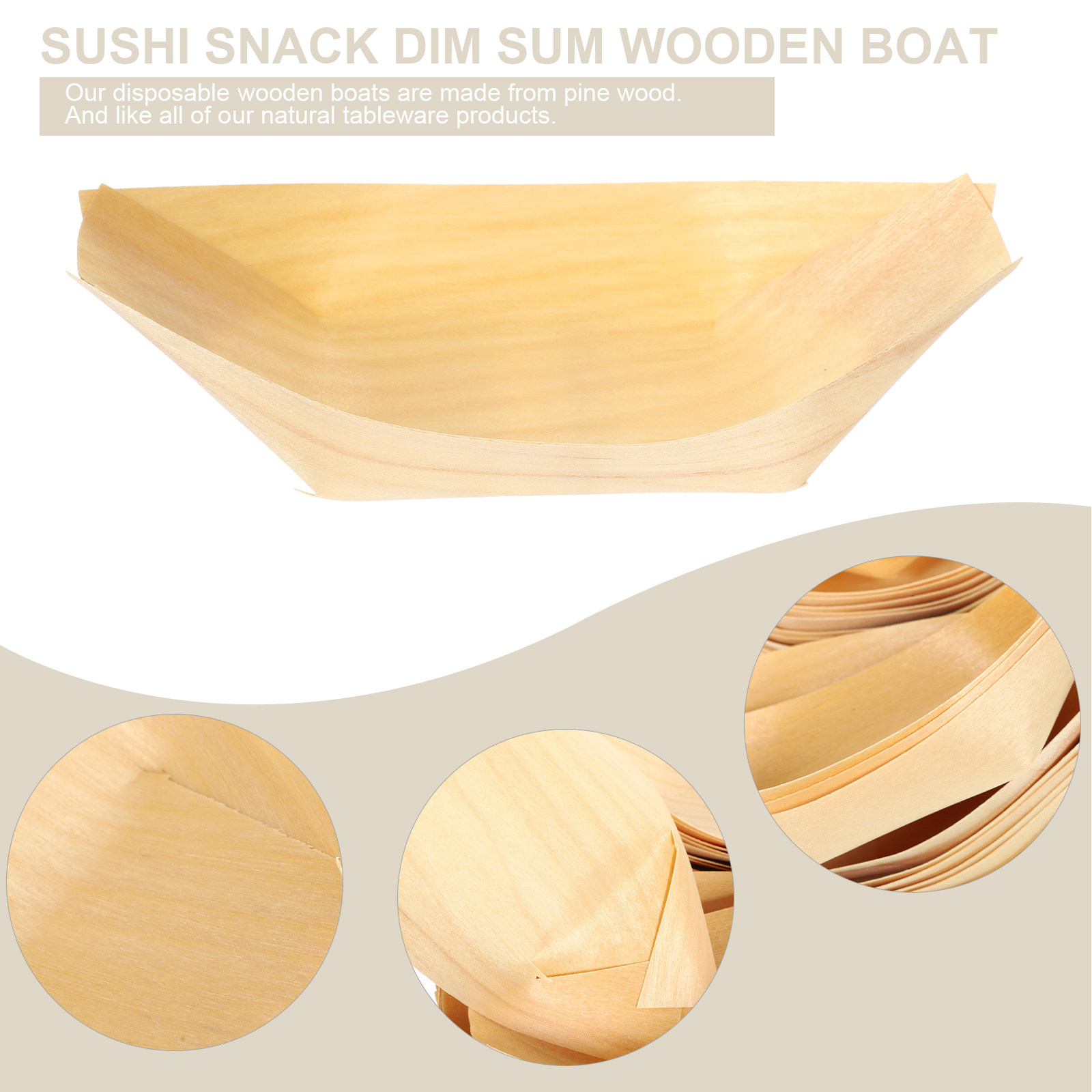 50 pcs Wooden Serving Boat Sna - Wooden Serving Tray บทวิจารณ์และราคา
