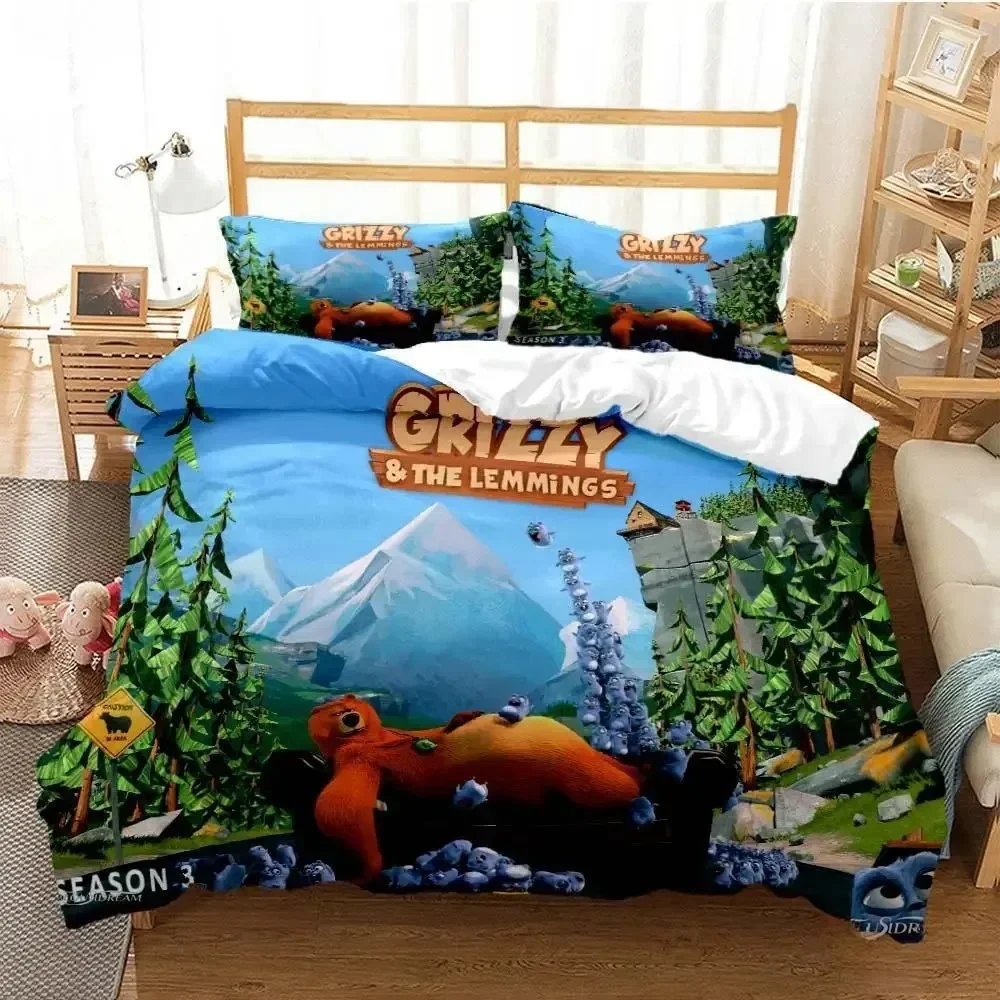 Grizzly & The Lemmings Cartoon - Linen Duvet Cover บทวิจารณ์และราคา