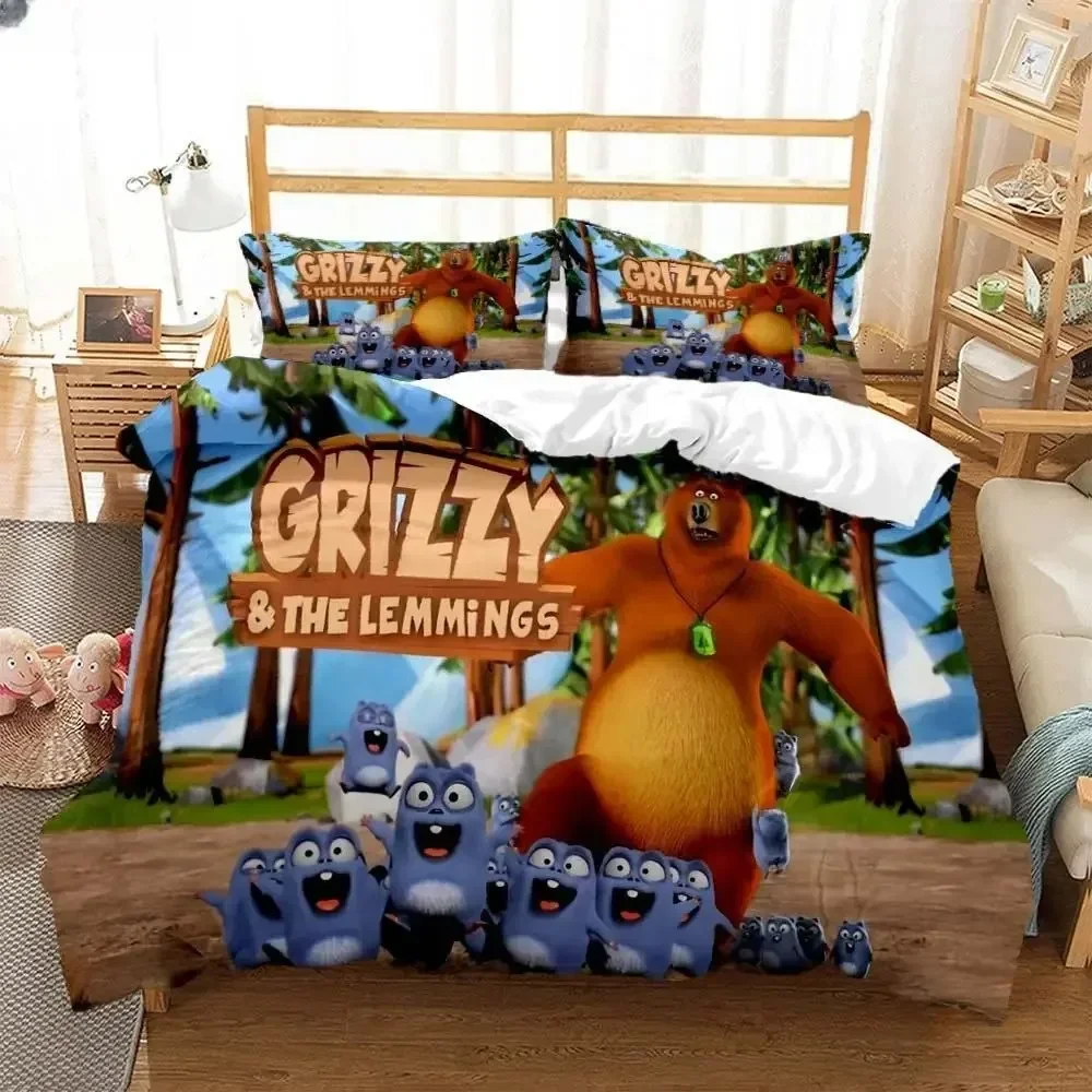 Grizzly & The Lemmings Cartoon - Linen Duvet Cover บทวิจารณ์และราคา
