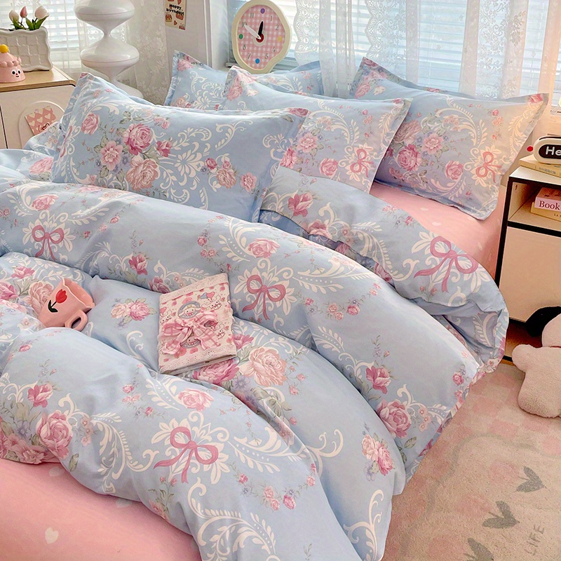 4pc Pastoral Bedding Set Soft  - Linen Duvet Cover บทวิจารณ์และราคา