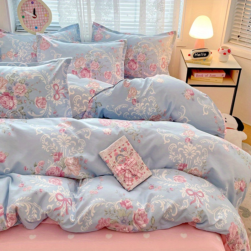 4pc Pastoral Bedding Set Soft  - Linen Duvet Cover บทวิจารณ์และราคา