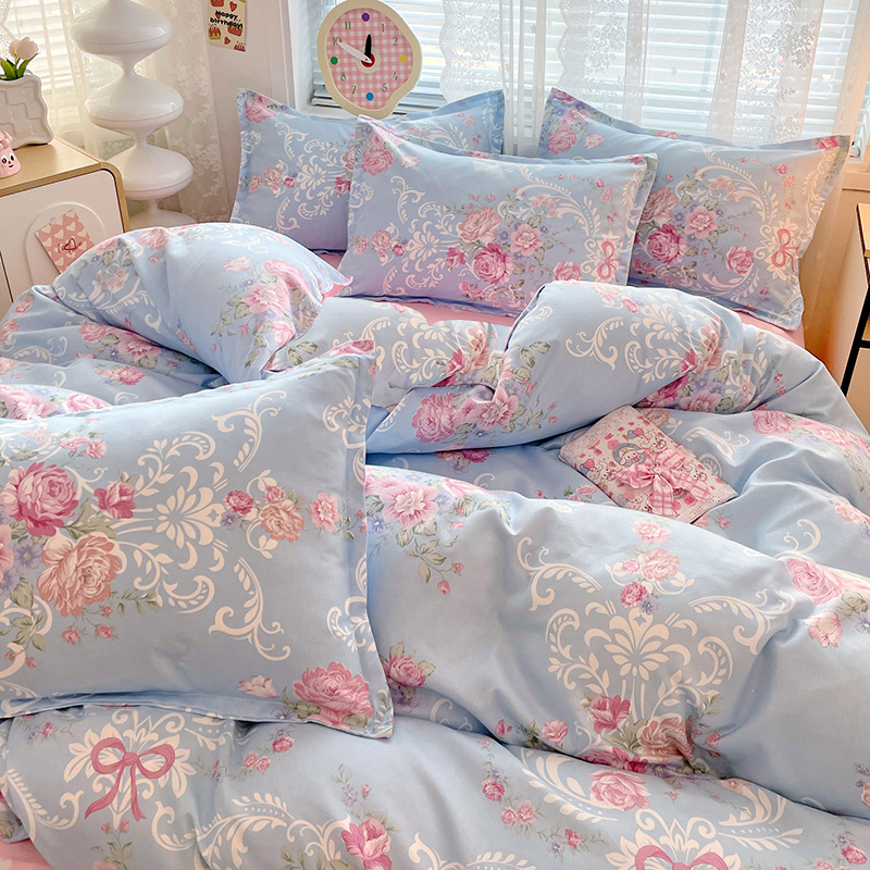 4pc Pastoral Bedding Set Soft  - Linen Duvet Cover บทวิจารณ์และราคา