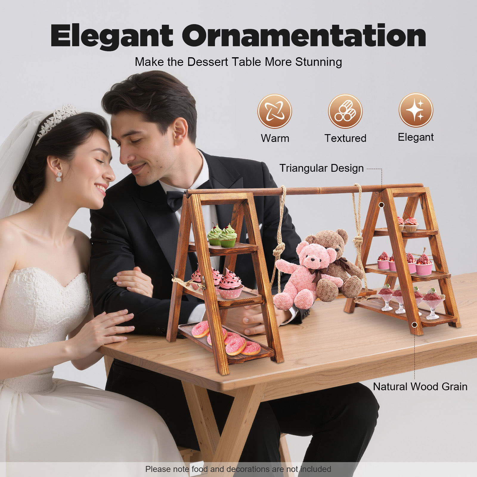 Wooden 3 Tier Cupcake Stand wi - Wooden Serving Tray บทวิจารณ์และราคา