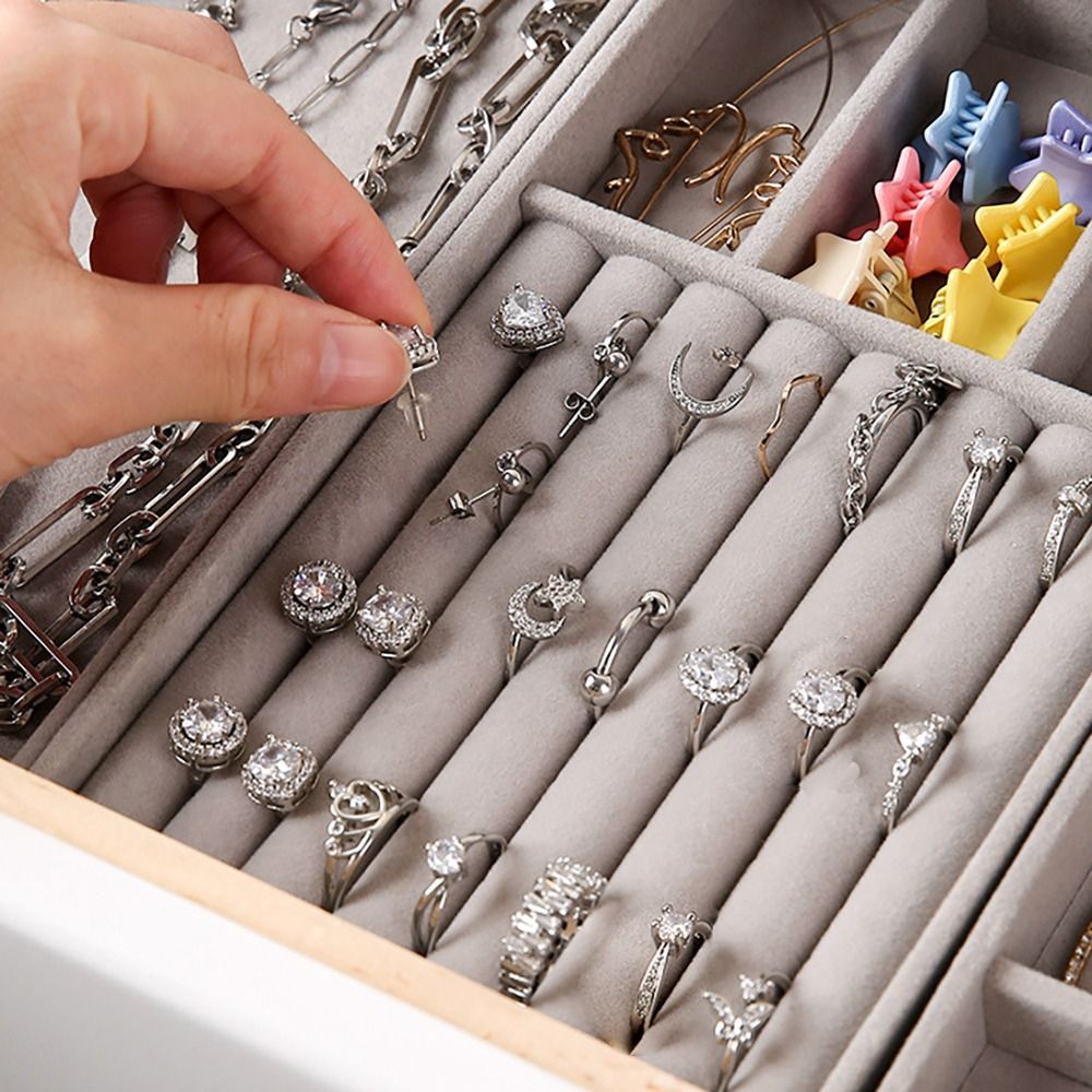Organizer Box Stackable Velvet - Velvet Jewelry Box บทวิจารณ์และราคา