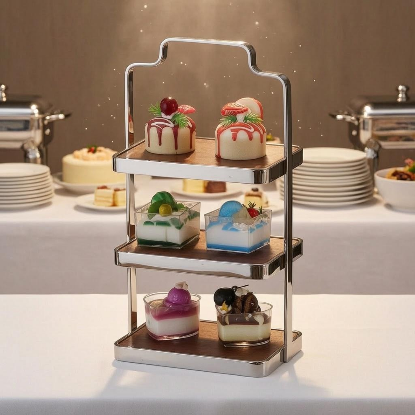 Three-Tier Dessert Stand Stabl - Wooden Serving Tray บทวิจารณ์และราคา