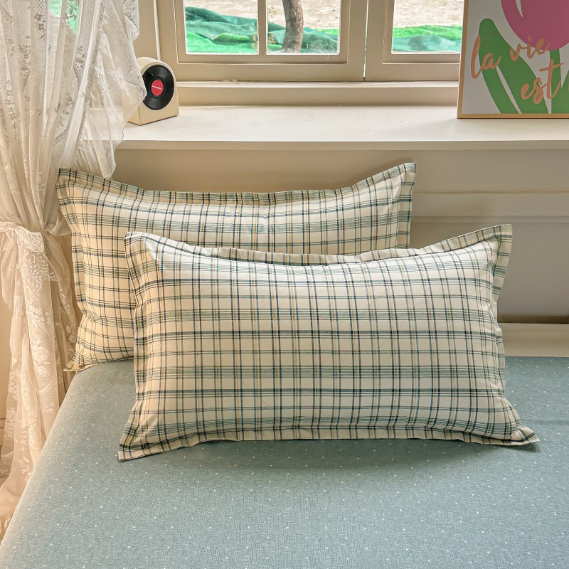 4PCS Green Plaid Bedding Set,  - Linen Duvet Cover บทวิจารณ์และราคา