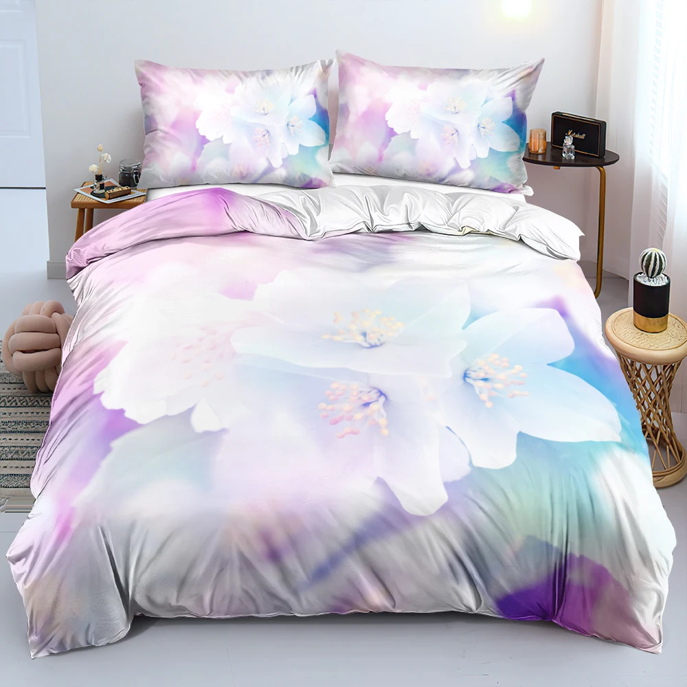 3D Design Flowers Duvet Cover  - Linen Duvet Cover บทวิจารณ์และราคา