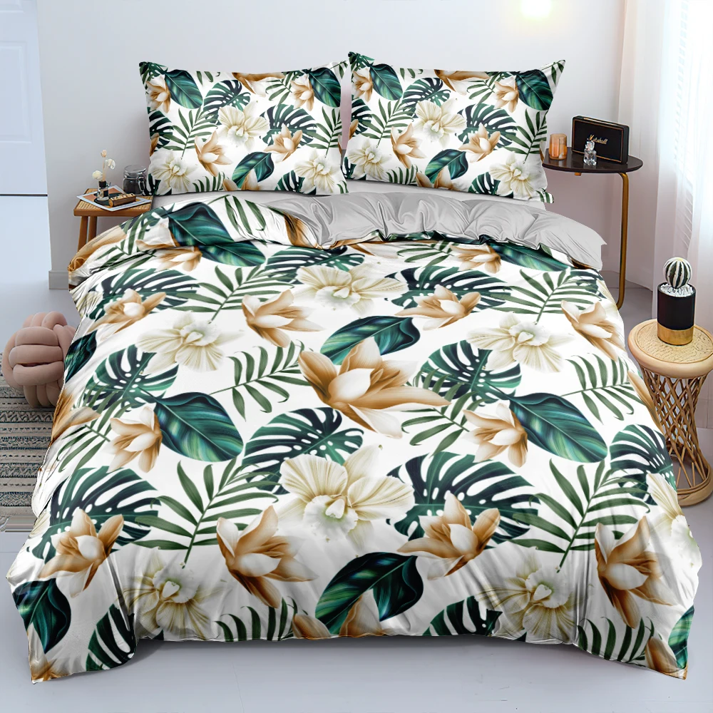 3D Design Flowers Duvet Cover  - Linen Duvet Cover บทวิจารณ์และราคา